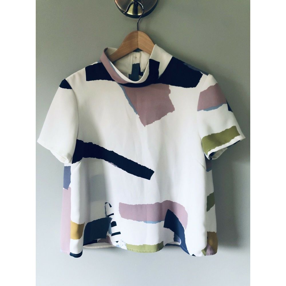 Rachel Comey Short Sleeve Top 6 Funnel Neck Blouse